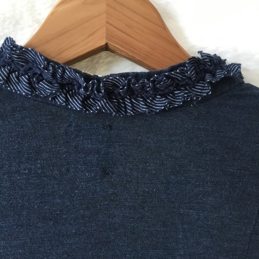 Chic Navy Blue V-Neck Top with Ruffle Detail - Picture 9 of 10